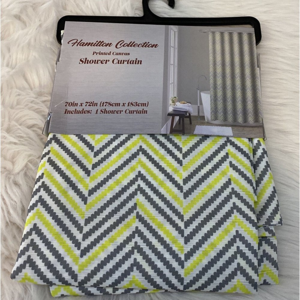Hamilton Collection neon gray chevron shower curtain 70in x 72in New